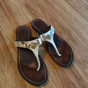 Tory Burch Snake Skin Print Leather Sandals